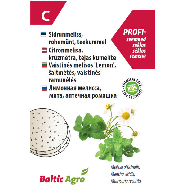 Sidrunmelissi, rohemündi, kummeli kettad
