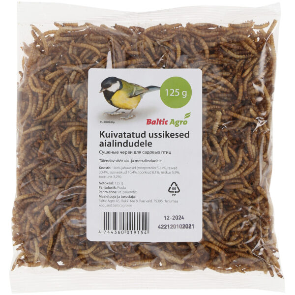 Kuivatatud ussikesed aialindudele 125 g