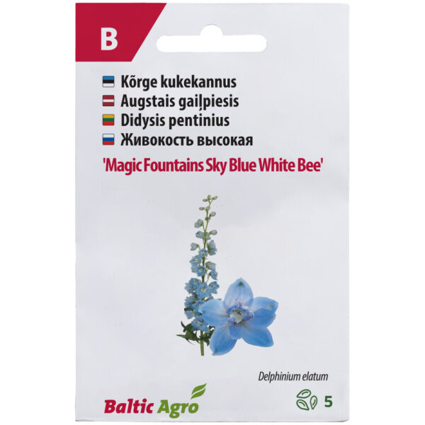 Delphinium 'MF Sky Blue White Bee'