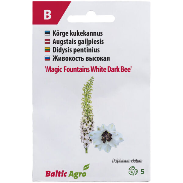 Живокость высокая 'White Dark Bee'